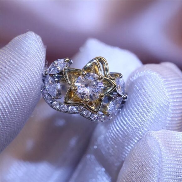 🍁925 Silver Plated Vivid Star Unique Ring For Women, MLNN1298 - Picture 3 of 4